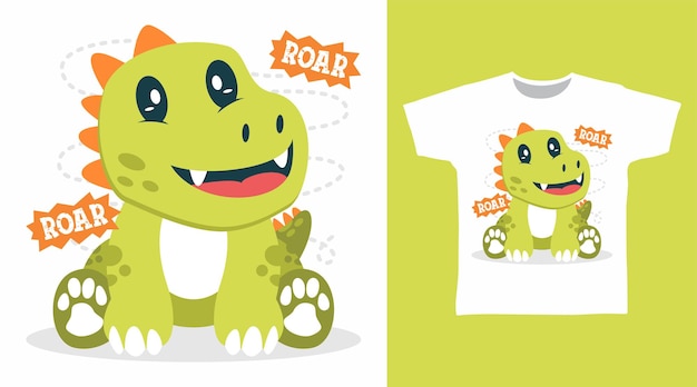 Baixar Vetor De Design De Camiseta De Desenho Animado Do Personagem T-rex