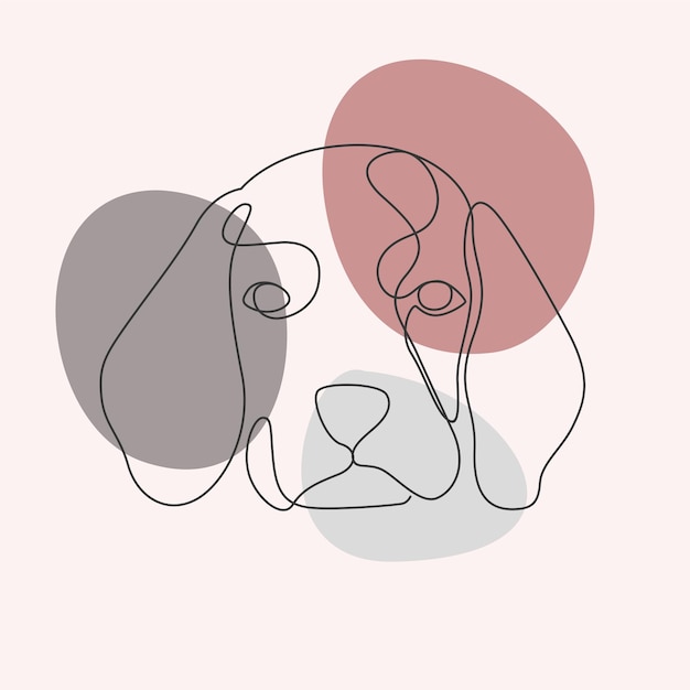 Design de arte de linha de cachorro fofo de uma linha