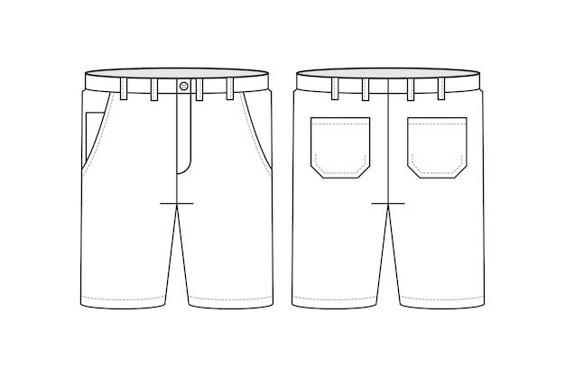 Design de arte de linha de modelo de vetor de shorts masculino