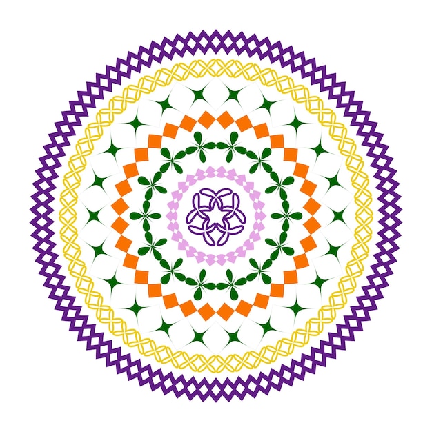 Design de arte de mandala colorida de vetor