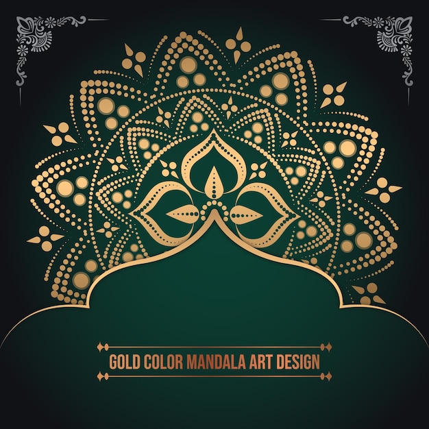Design de arte de mandala islâmica em cor dourada