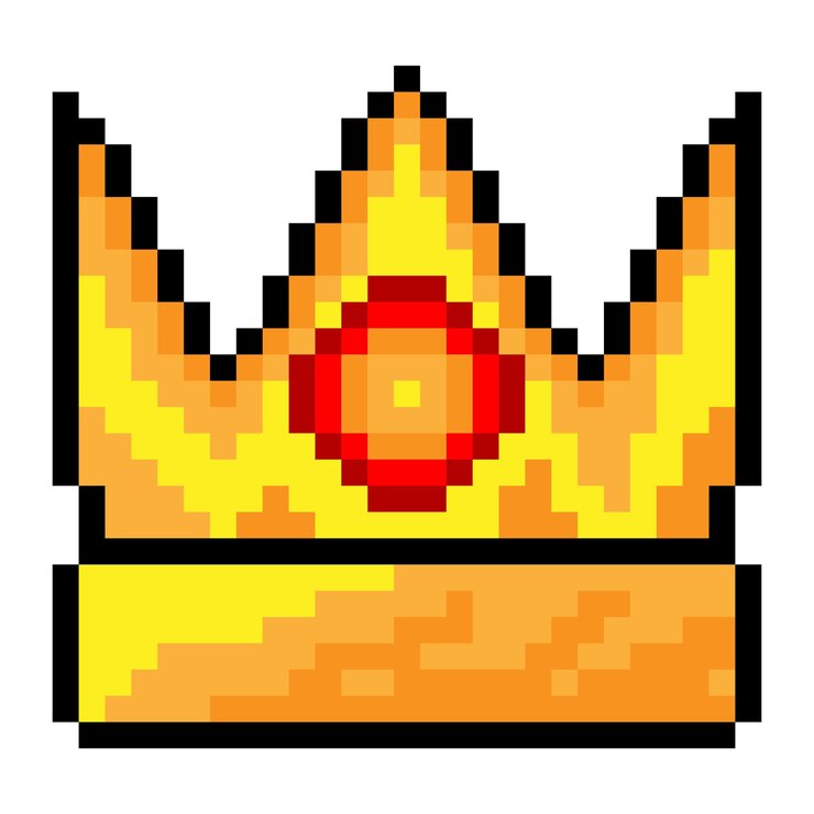 Vetor design de arte de pixel de coroa dourada
