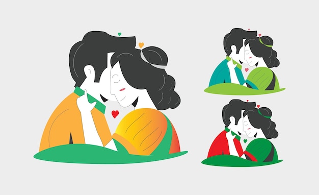 Design de arte vetorial de ilustração de casal de amor