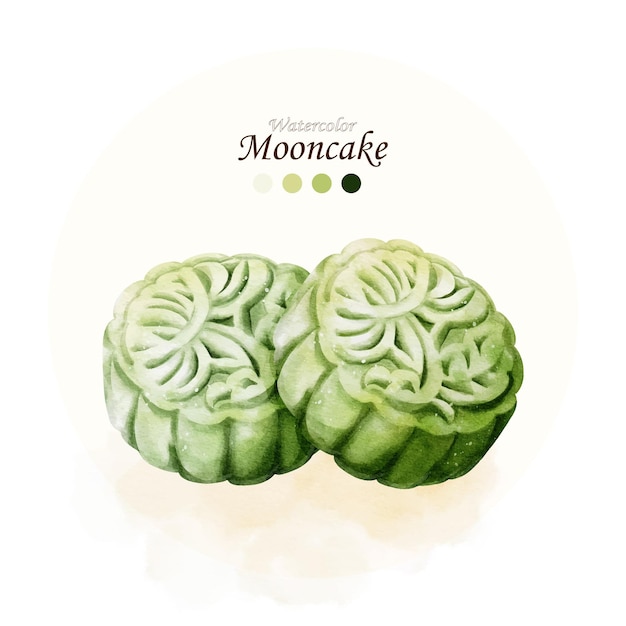 Design de arte vetorial ilustração aquarela mooncakes