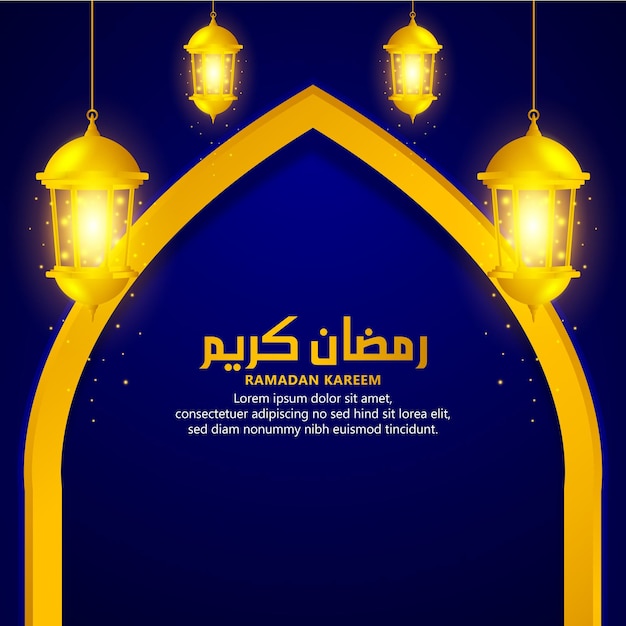 Design de banner arramadan kareem com ilustração de ornamento islâmico