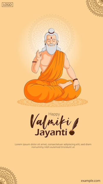 Vetor design de banner criativo do modelo feliz valmiki jayanti