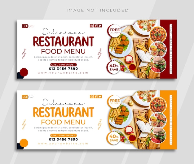 Design de banner de capa de linha do tempo do facebook de comida e restaurante