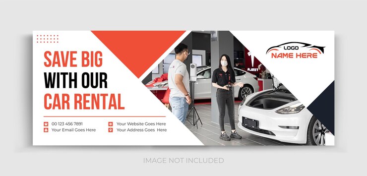 Vetor design de banner de capa de mídia social de aluguel de carros banner de linha do tempo de capa do facebook