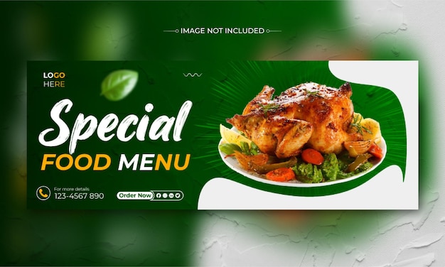 Design de banner de cobertura de comida e modelo de menu de comida especial