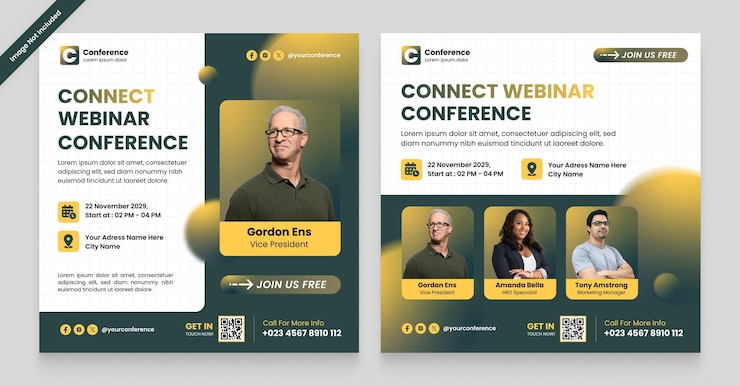 Vetor design de banner de conferência profissional de webinar on-line