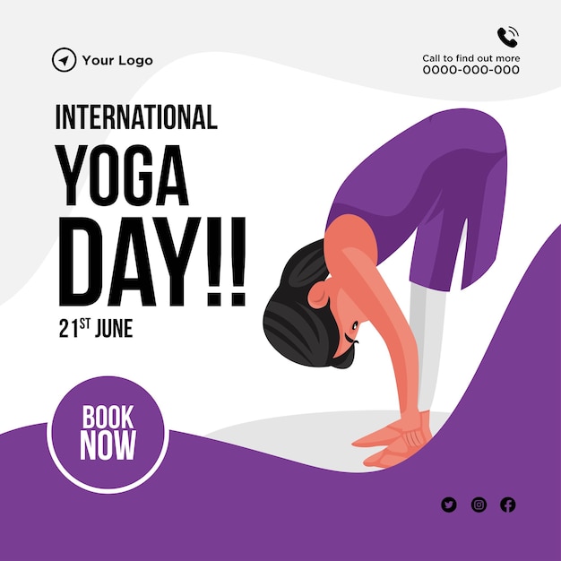 Design de banner de dia internacional de ioga criativo