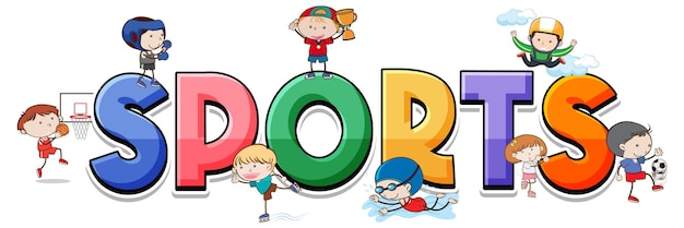 Design de banner de esportes infantis de desenhos animados