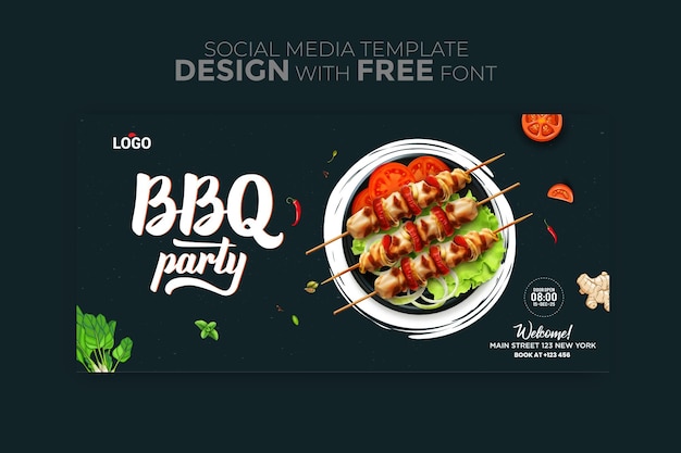 design de banner de festa de churrasco