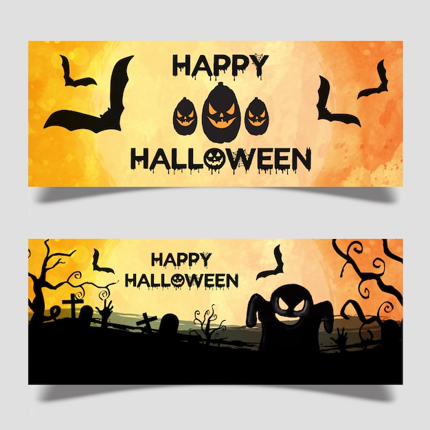 Design de banner de halloween em aquarela