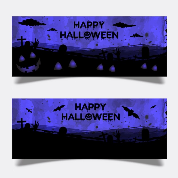 Design de Banner de Halloween em aquarela