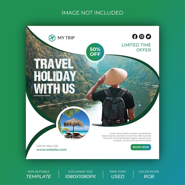 Design de banner de mídia social para agências de viagens