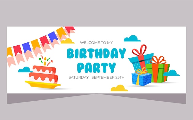 Design de banner de modelo de feliz aniversário