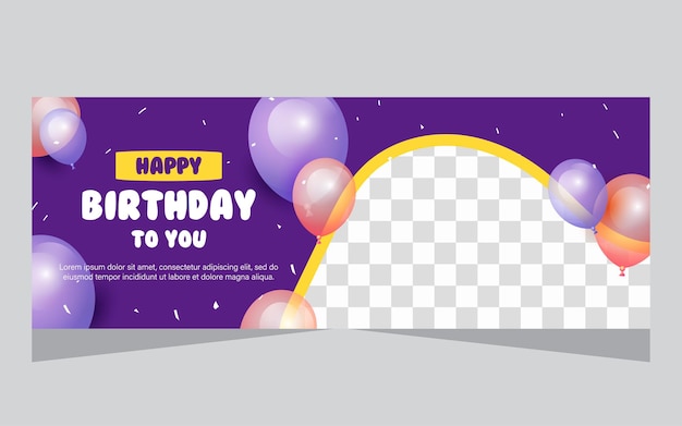 Design de banner de modelo de feliz aniversário