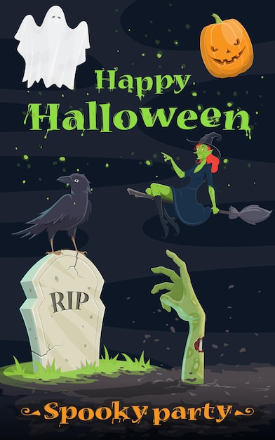 Design de banner de saudação de abóbora e fantasma de halloween