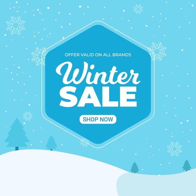 Design de banner de venda de inverno plano