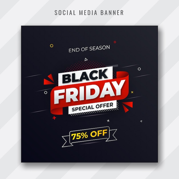 Vetor design de banner de venda de mídia social moderno abstrato black friday