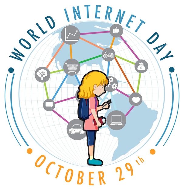 Vetor design de banner do dia mundial da internet