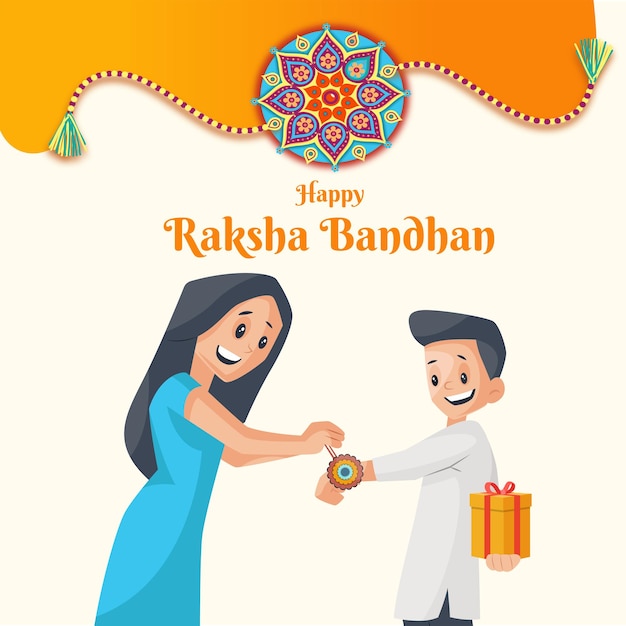 Design de banner do festival religioso indiano feliz raksha bandhan ilustração vetorial