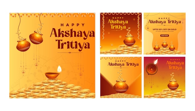 Vetor design de banner do modelo de conjunto akshaya tritiya feliz