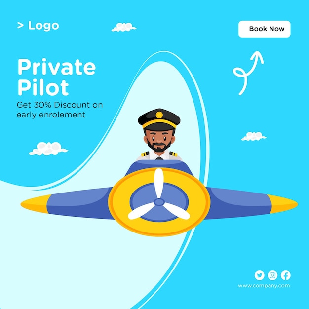 Design de banner do modelo de desenho de piloto privado