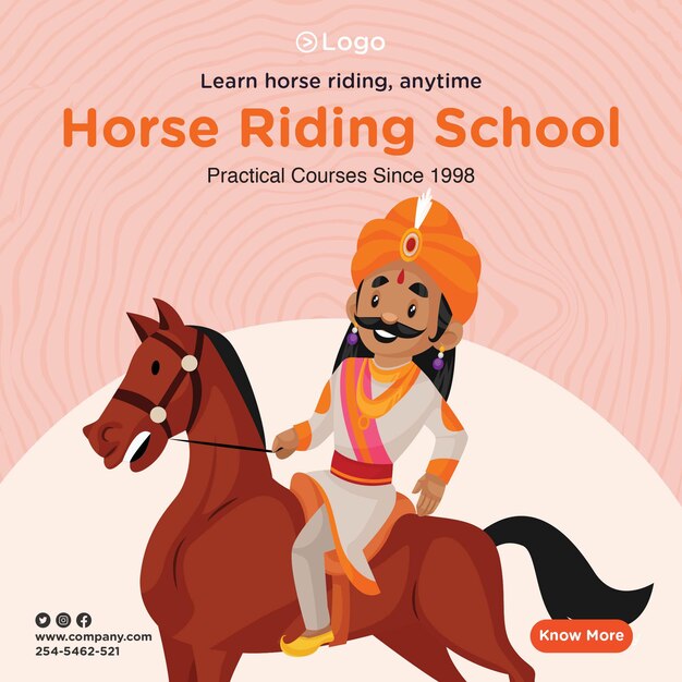 Design de banner do modelo de escola de equitação