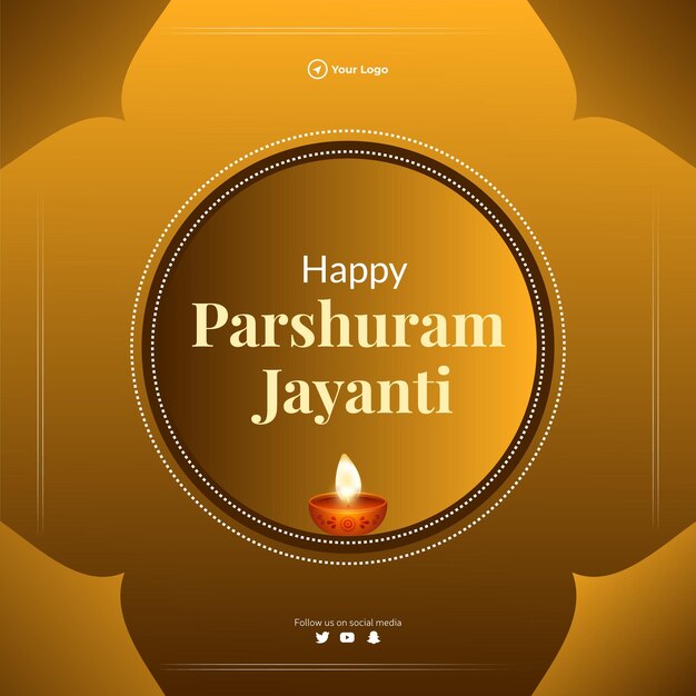 Design de banner do modelo de estilo de desenho animado feliz parshuram jayanti