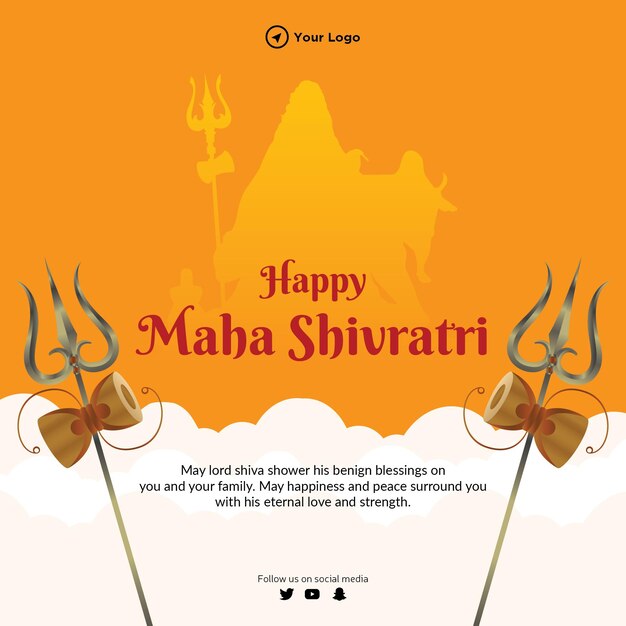 Design de banner do modelo de feliz maha shivratri do festival hindu