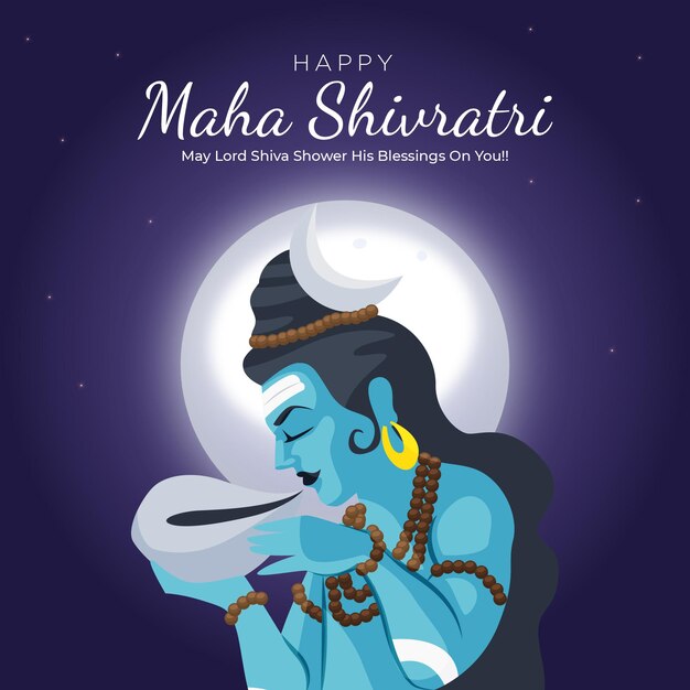 Design de banner do modelo de feliz maha shivratri do festival hindu