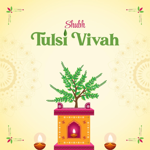 Design de banner do modelo de festival hindu shubh tulsi vivah