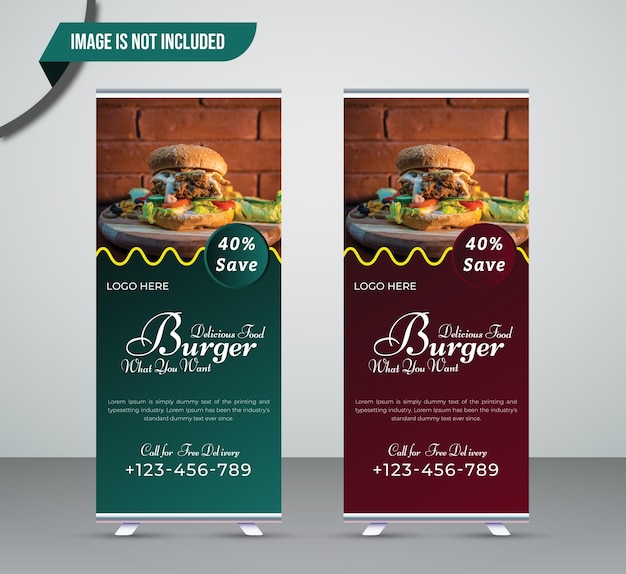 Design de Banner Enrolado de Comida e Restaurante