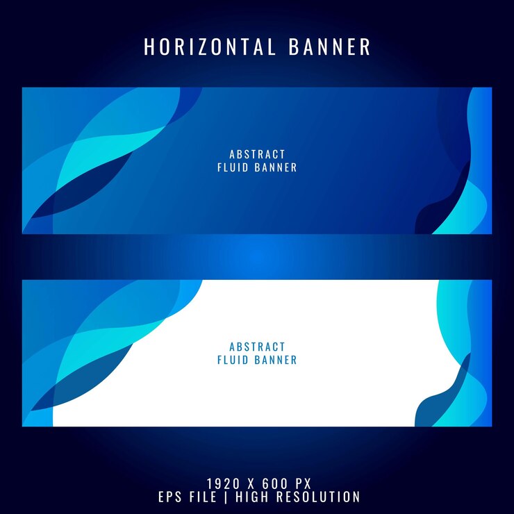 Vetor design de banner horizontal fluido abstrato gradiente azul