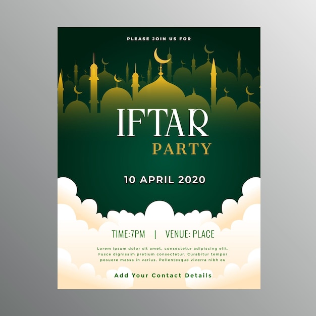 Design de banner islâmico com modelo de convite de festa iftar