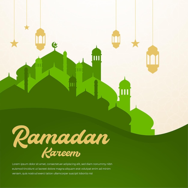 design de banner islâmico ramadan kareem com estilo árabe e fundo padrão árabe