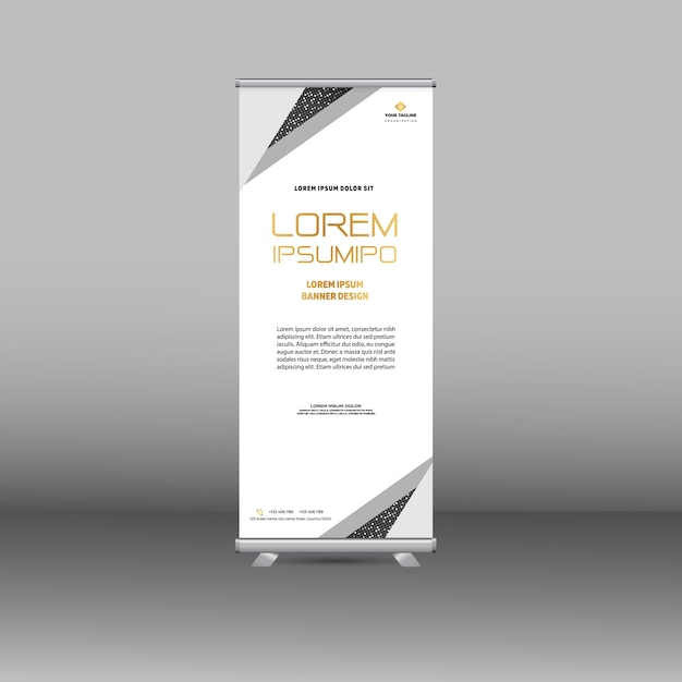 Design de banner moderno de luxo branco enrolado