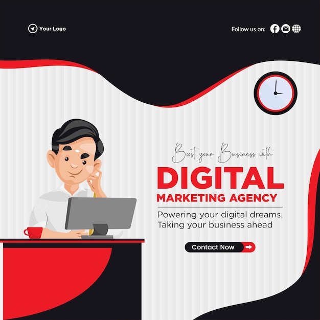 Design de banner para impulsionar seus negócios com modelo de agência de marketing digital