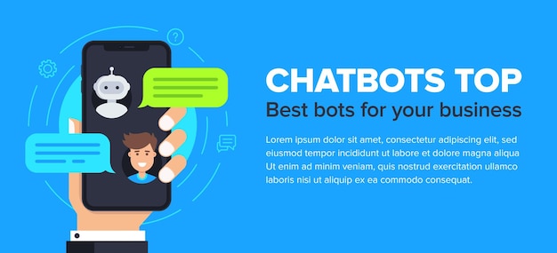 Design de banner plano de vetor de chatbot
