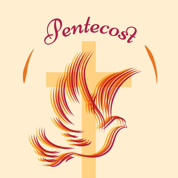 Design de banner vetorial de cartaz de ilustração de domingo de pentecostes de pentecostes