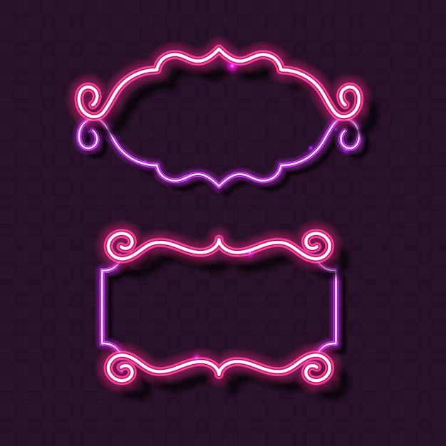 Design de banner vintage moldura neon design rosa neon