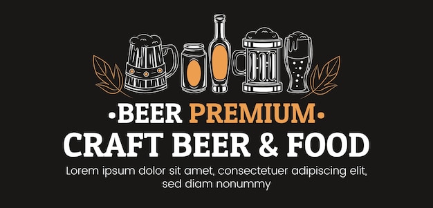 Vetor design de banners de bar de cerveja desenhados à mão