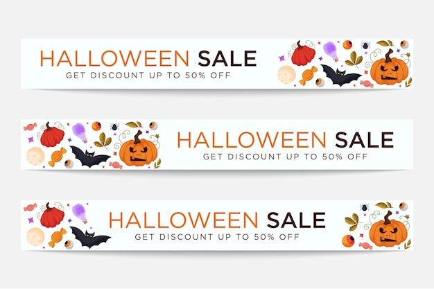 Design de banners de venda de halloween