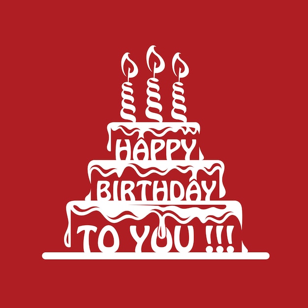 Design de bolo de aniversário em fundo vermelho