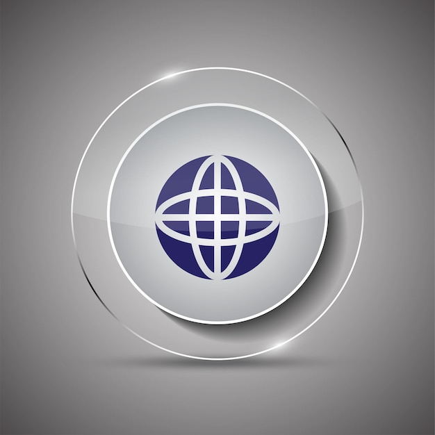 Design de botão web de ícone vítreo de vetor