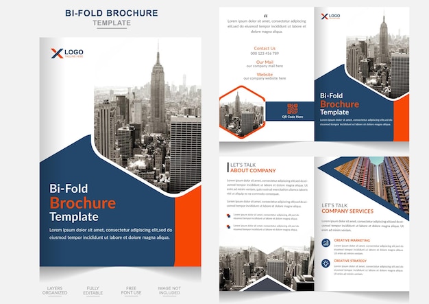 Design de brochura bifold de negócios criativos ou design de relatório anual e perfil da empresa brochura layou