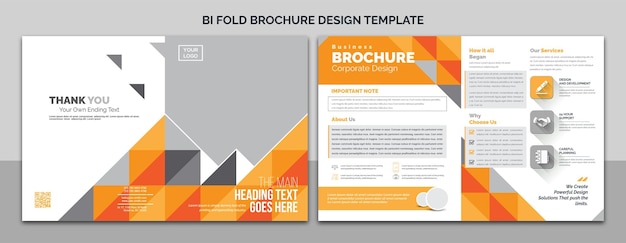 Vetor design de brochura com duas dobras laranja de negócios criativos