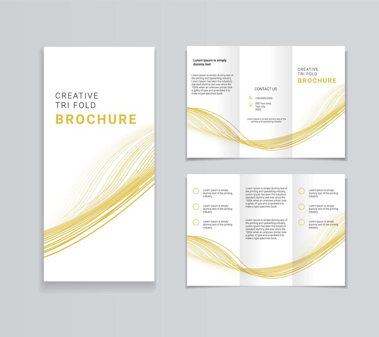 Design de brochura com três dobras com formas de onda